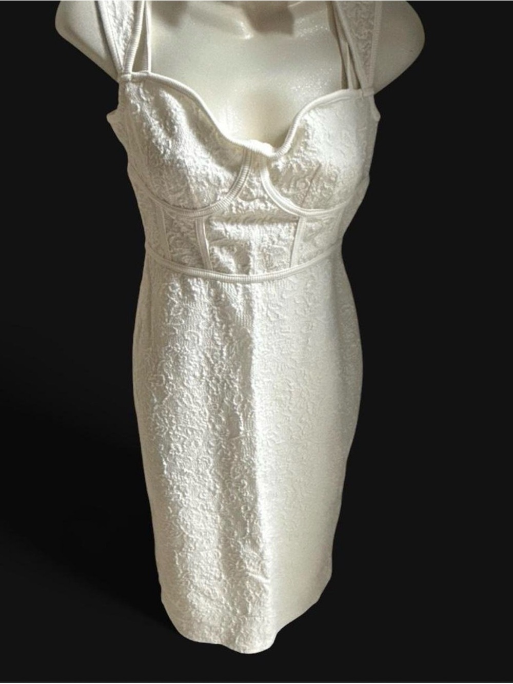 Anthropologie Ivory Textured Bustier Midi Dress